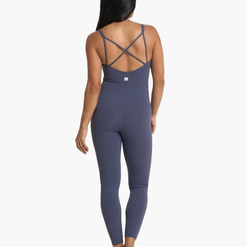 Vuori Mindset Jumpsuit Blue Strappy Back Yoga Bodysuit VW485 Womens S